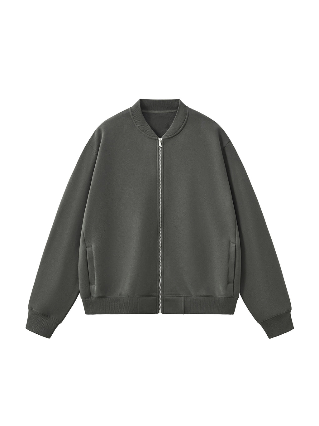 Essential Zip-Up Fleeced Varsity Jacket