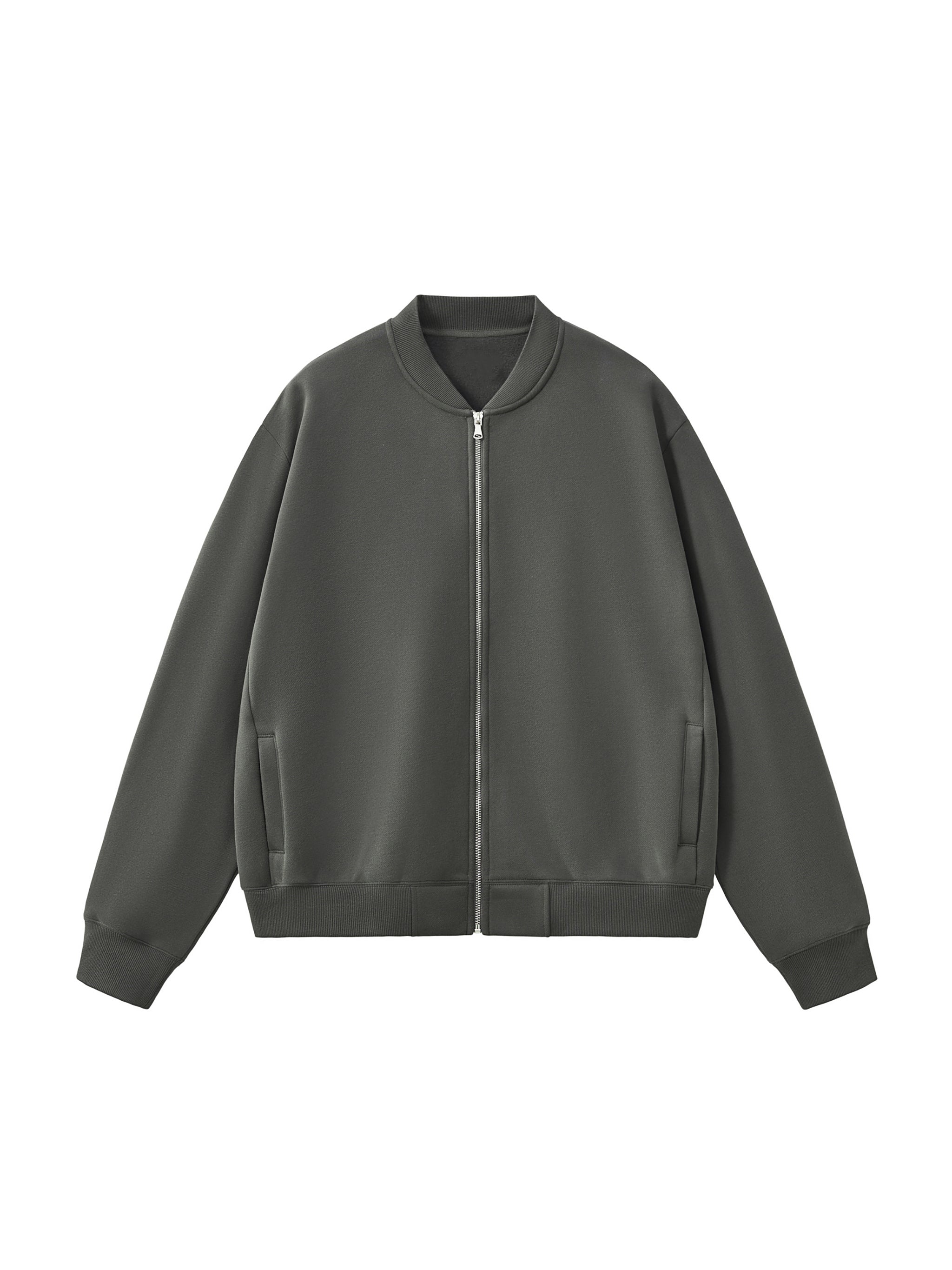 Essential Zip-Up Fleeced Varsity Jacket
