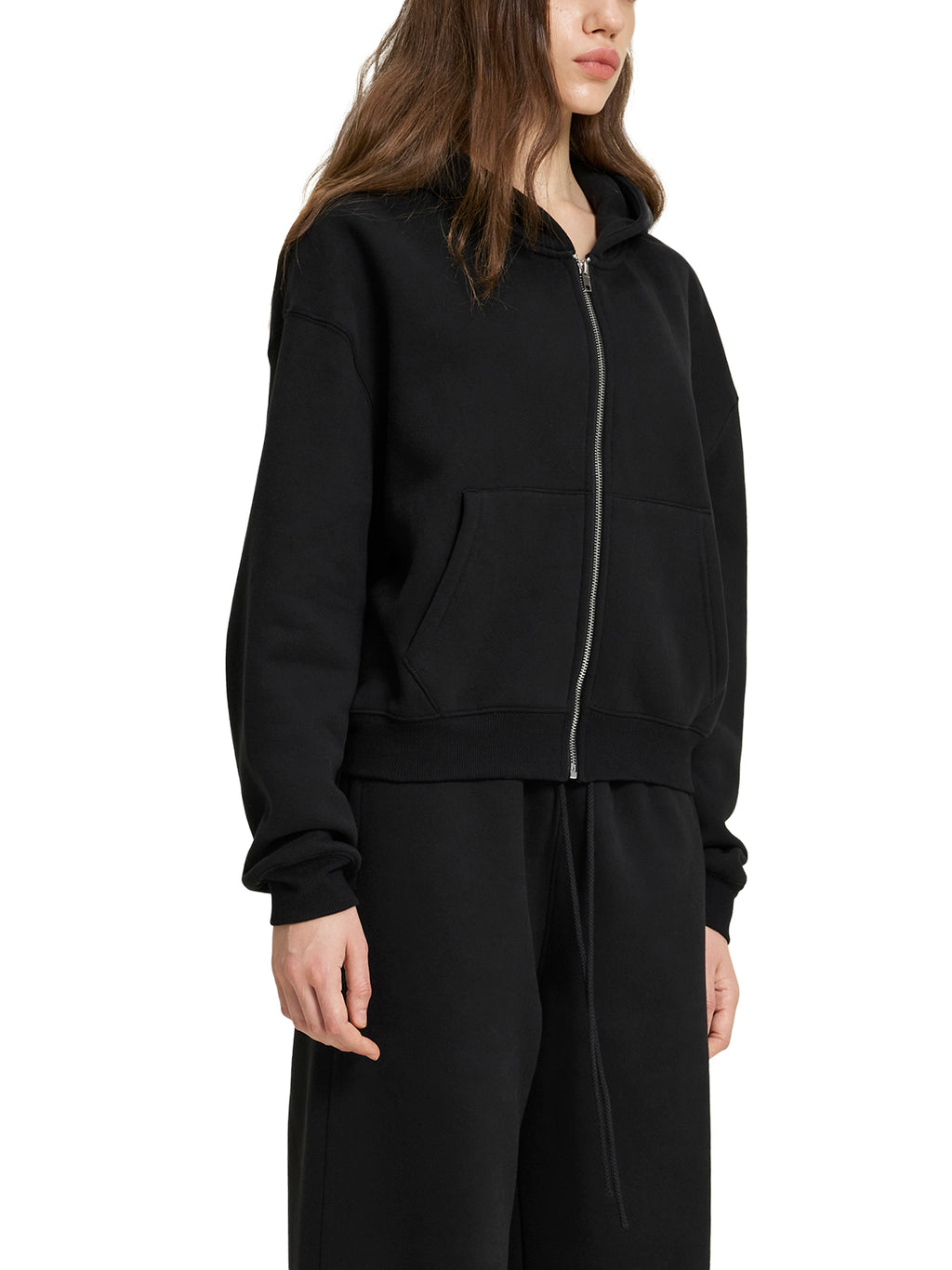 Fleece Zip-Up Boxy Hoodie - Women