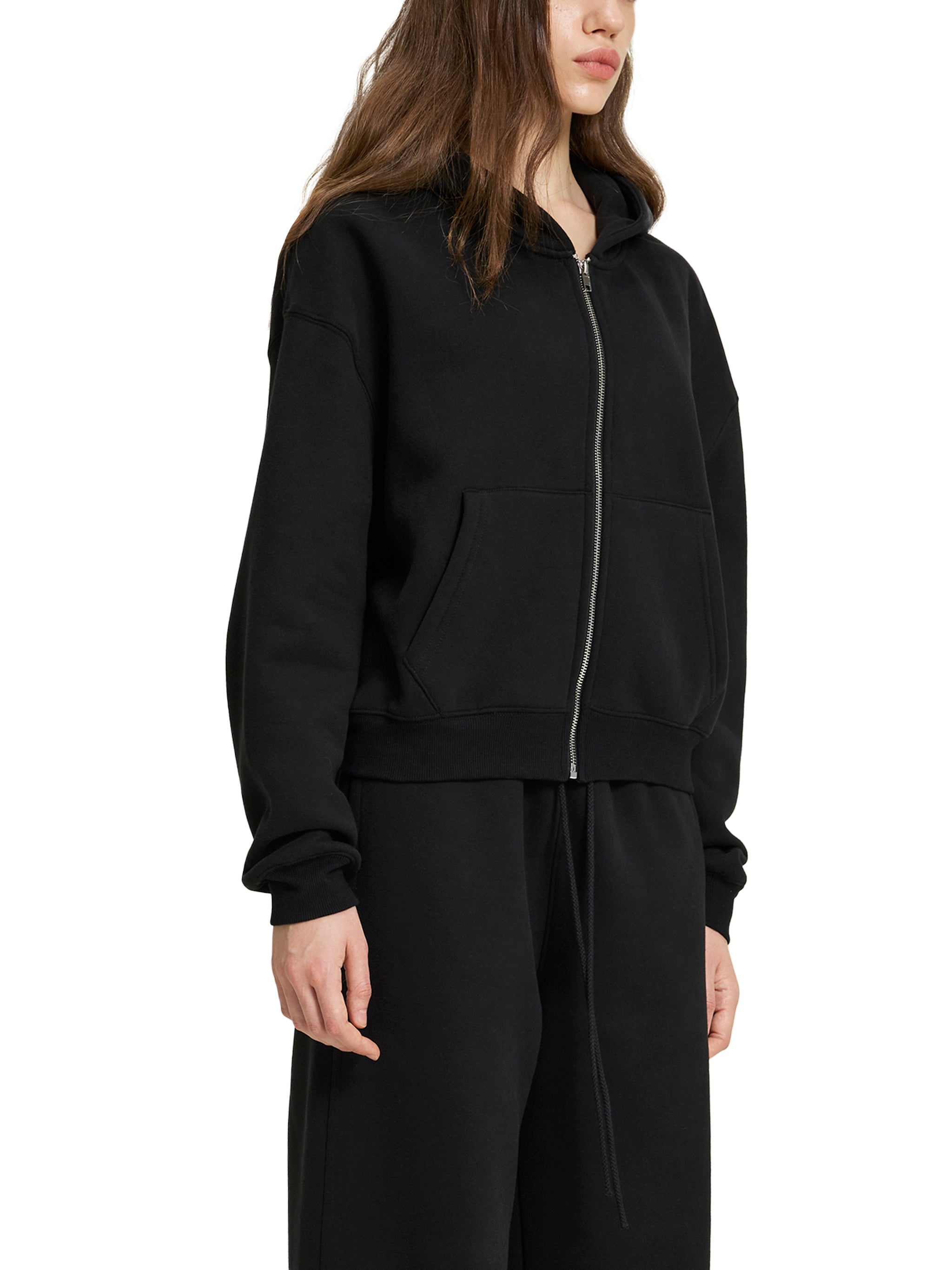 Fleece Zip-Up Boxy Hoodie - Women