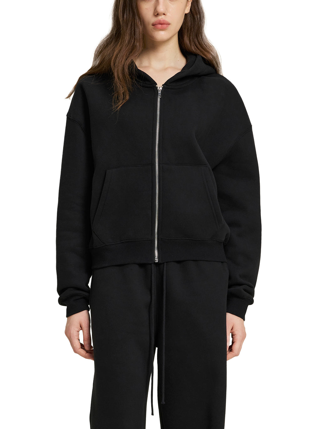 Fleece Zip-Up Boxy Hoodie - Women