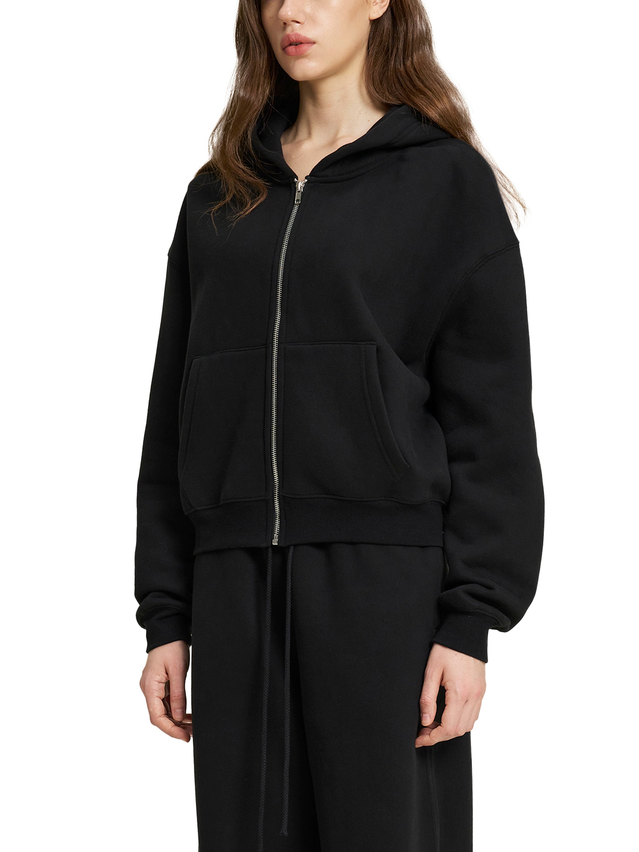 Fleece Zip-Up Boxy Hoodie - Women