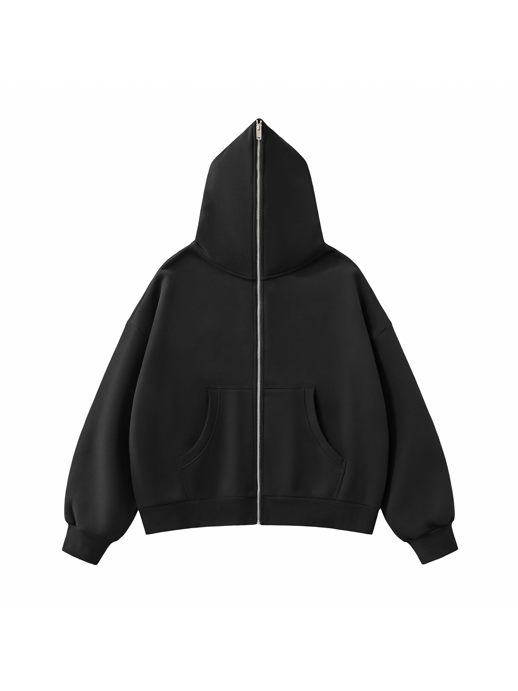 Fleeced Full-Zip Boxy Hoodie