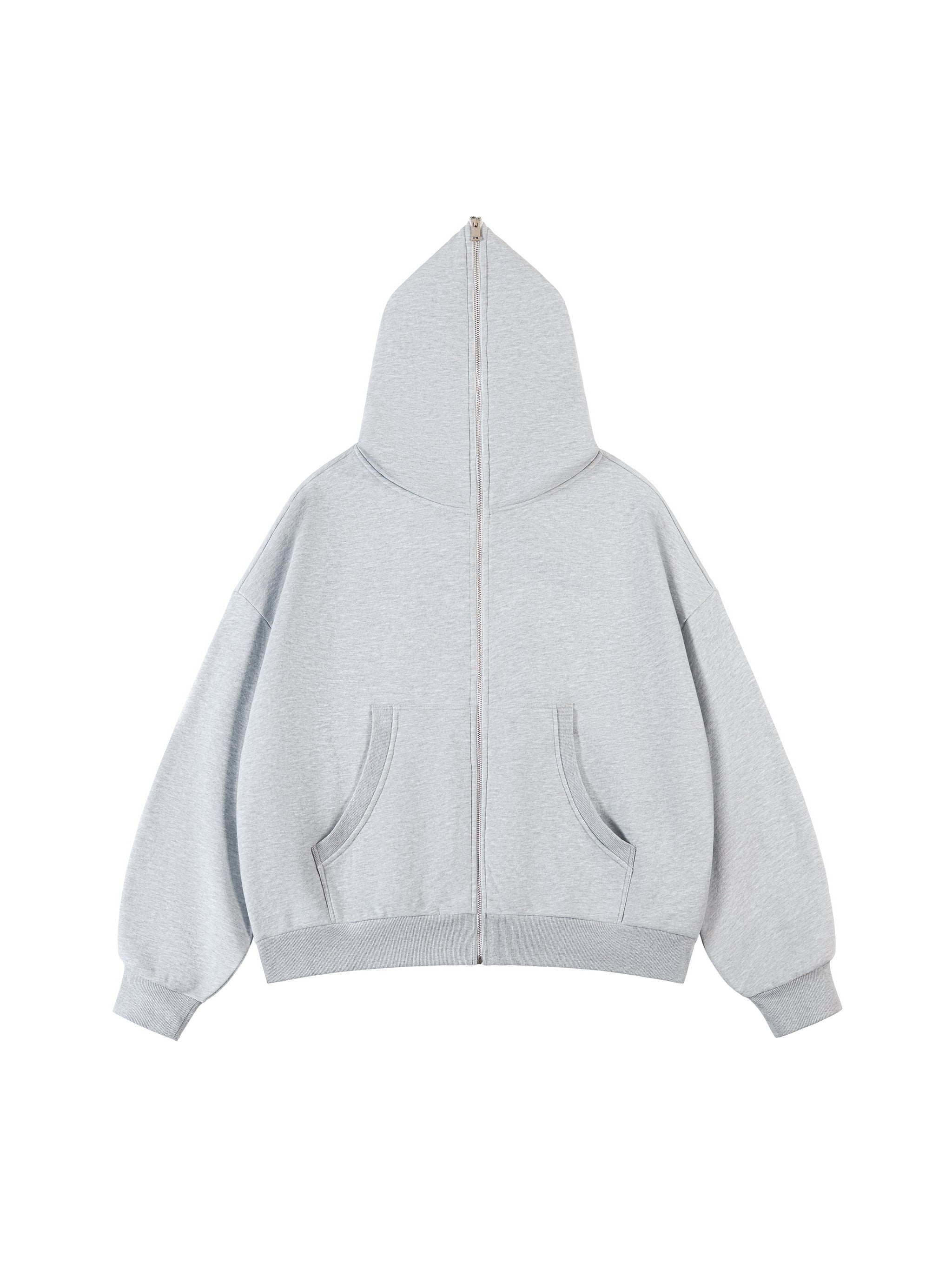 Fleeced Full-Zip Boxy Hoodie