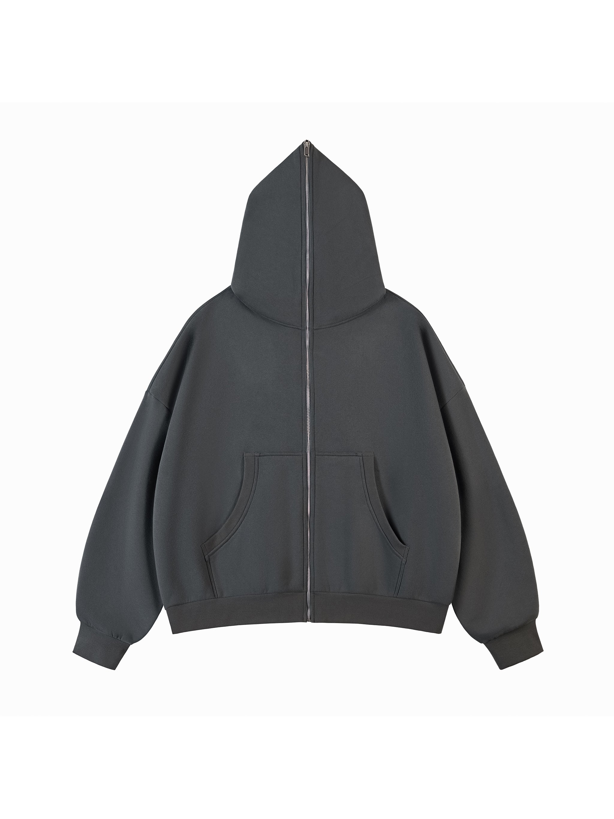 Fleeced Full-Zip Boxy Hoodie