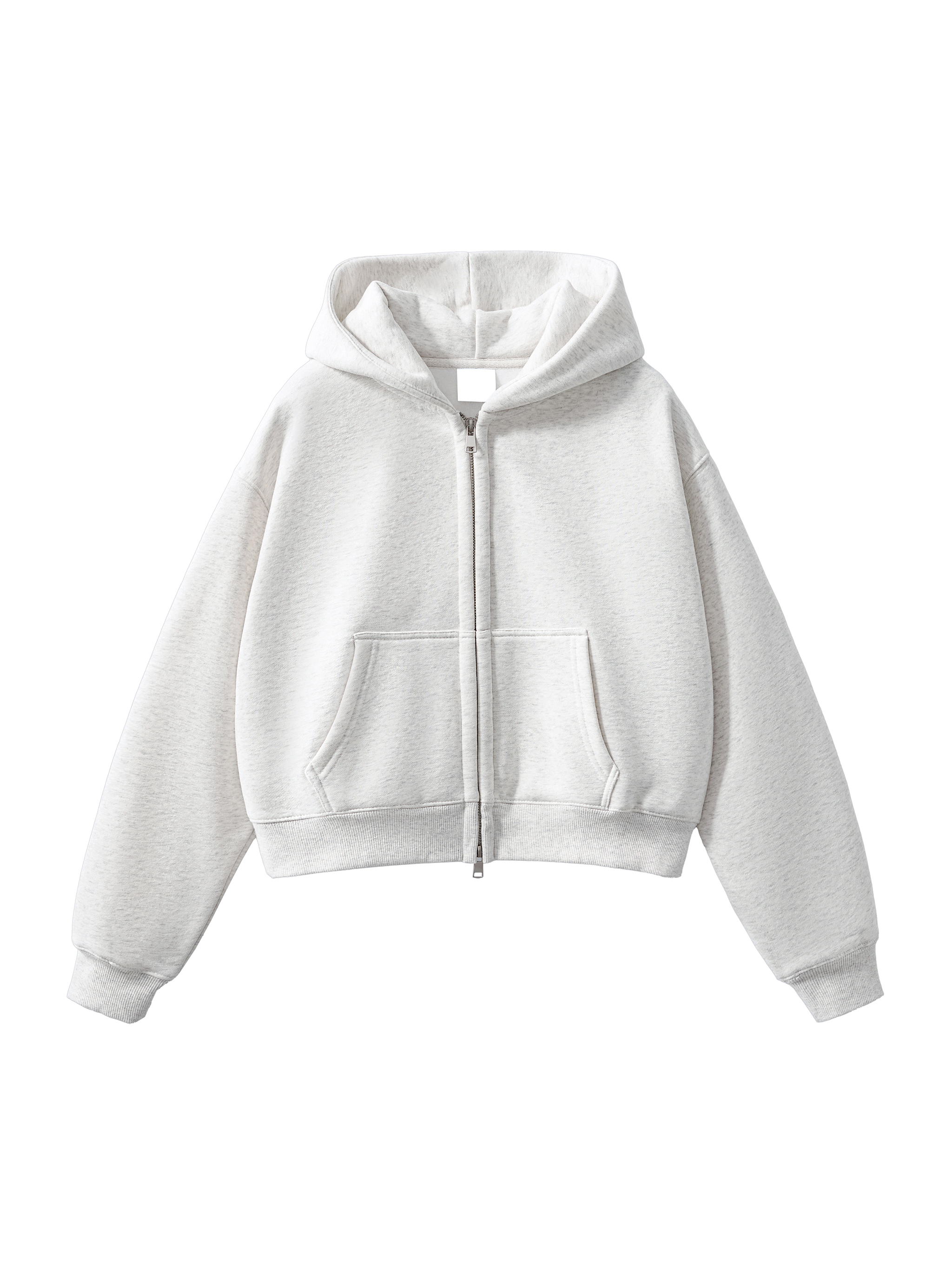 Fleeced Zip-Up Cropped Hoodie