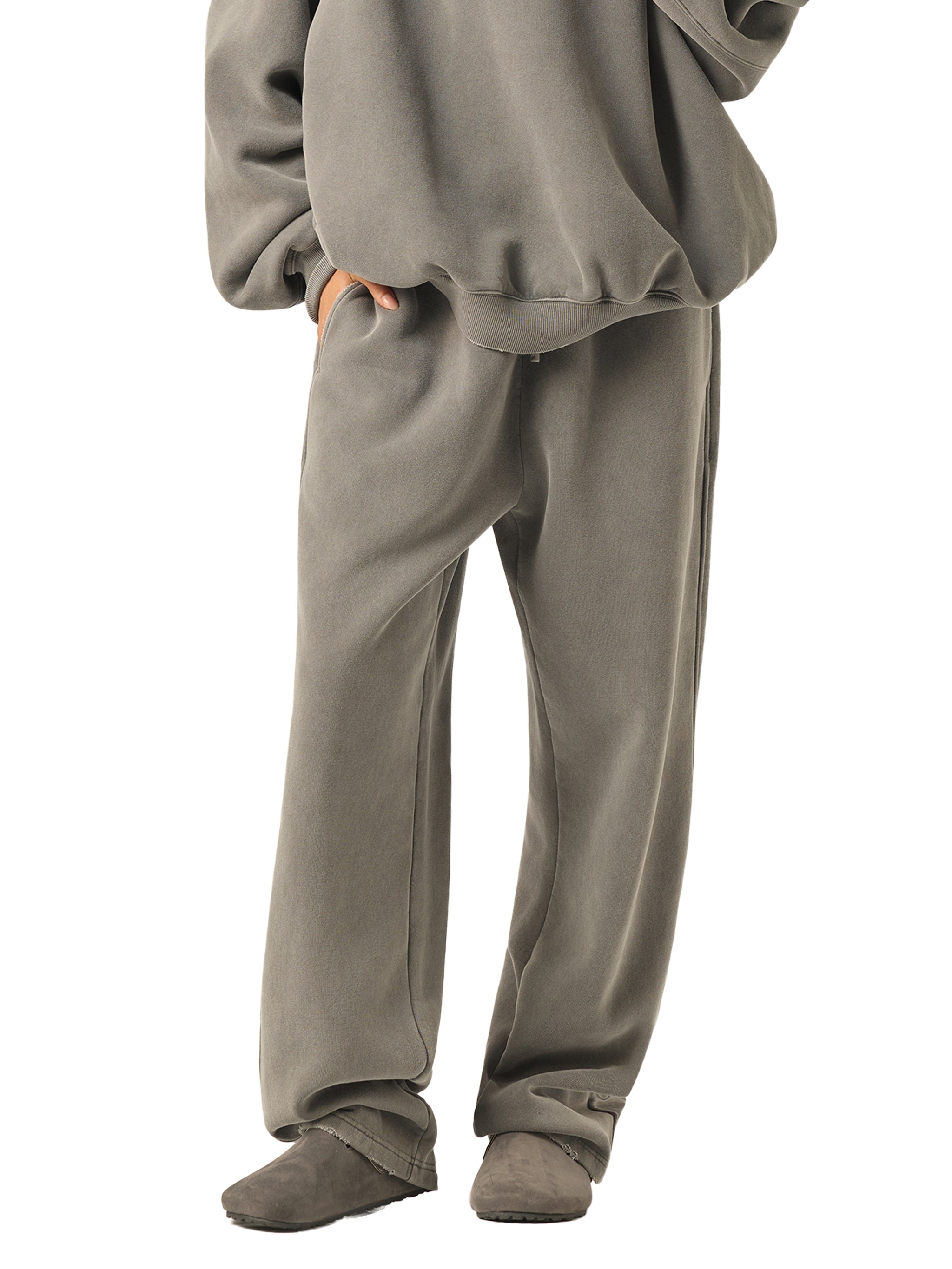 Frayed Enzyme Washed Fleece Sweatpants