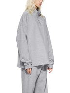 Half-Zip Rolled Edge Fleece Sweatshirt