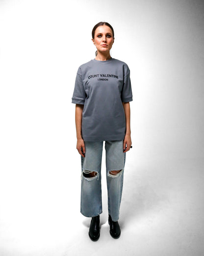 GREY COMFORTABLE OVERSIZED T-SHIRT - Count Valentine