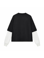 Layered Contrast Sleeve Cotton T-Shirt