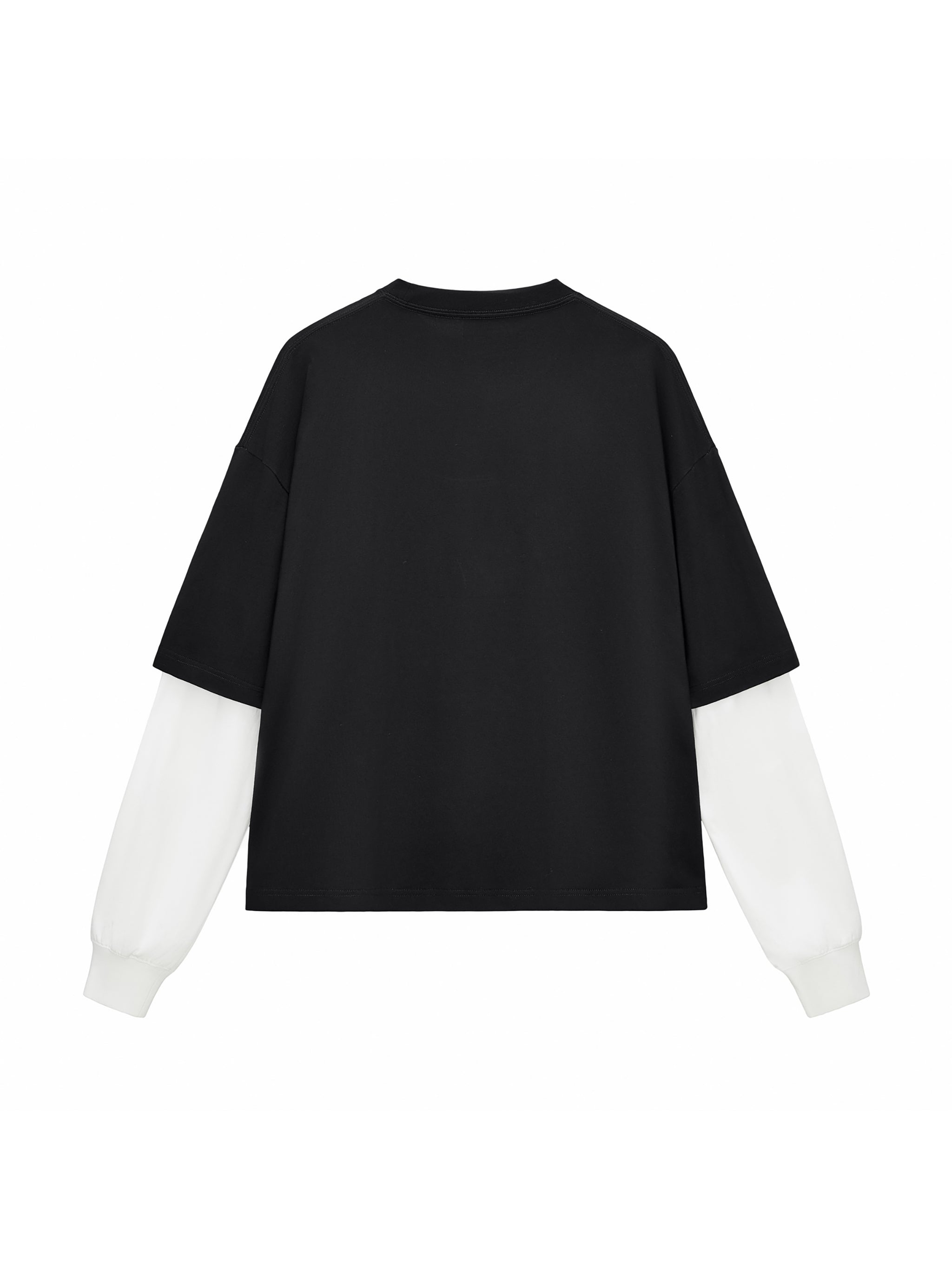 Layered Contrast Sleeve Cotton T-Shirt