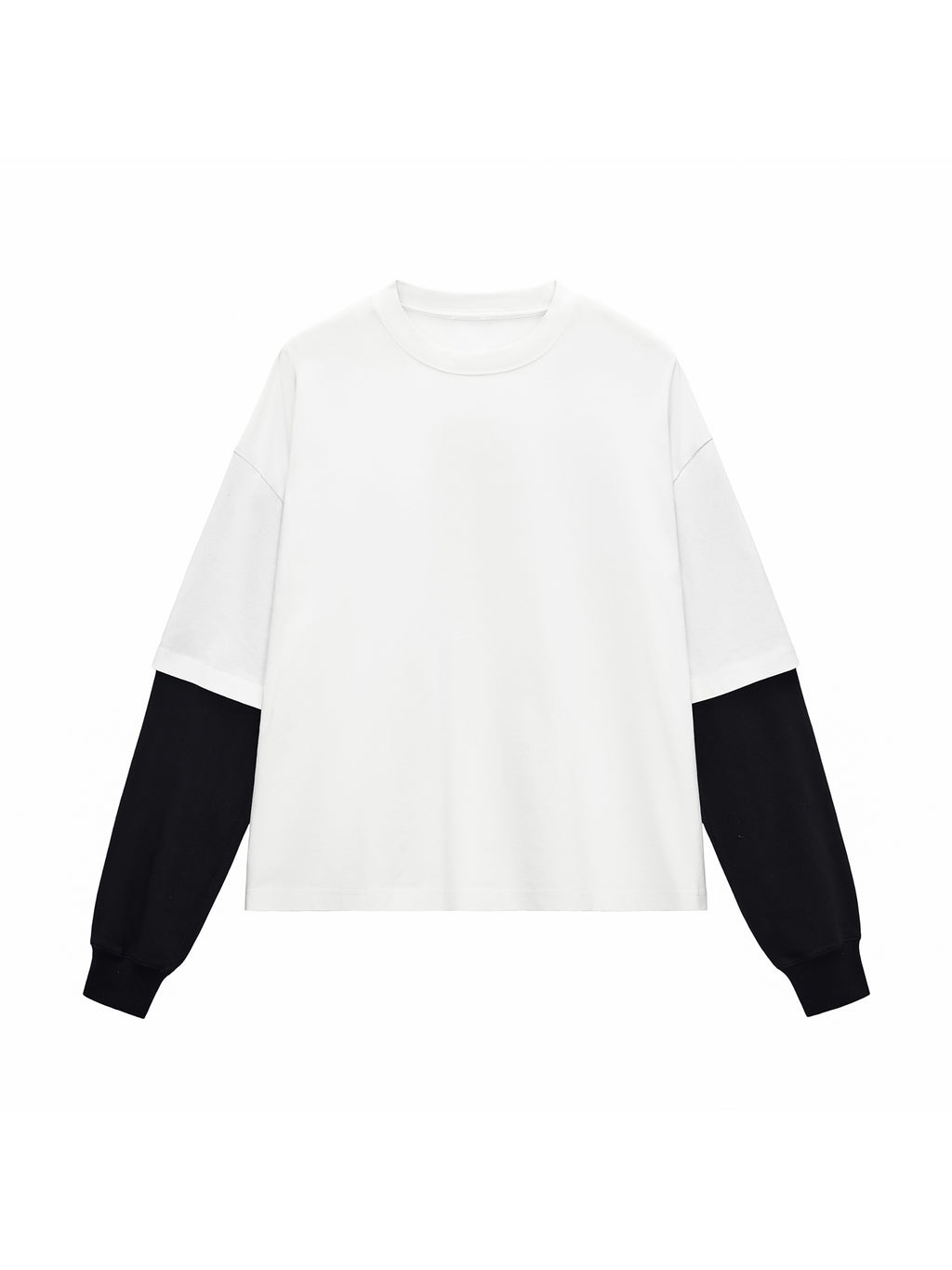 Layered Contrast Sleeve Cotton T-Shirt