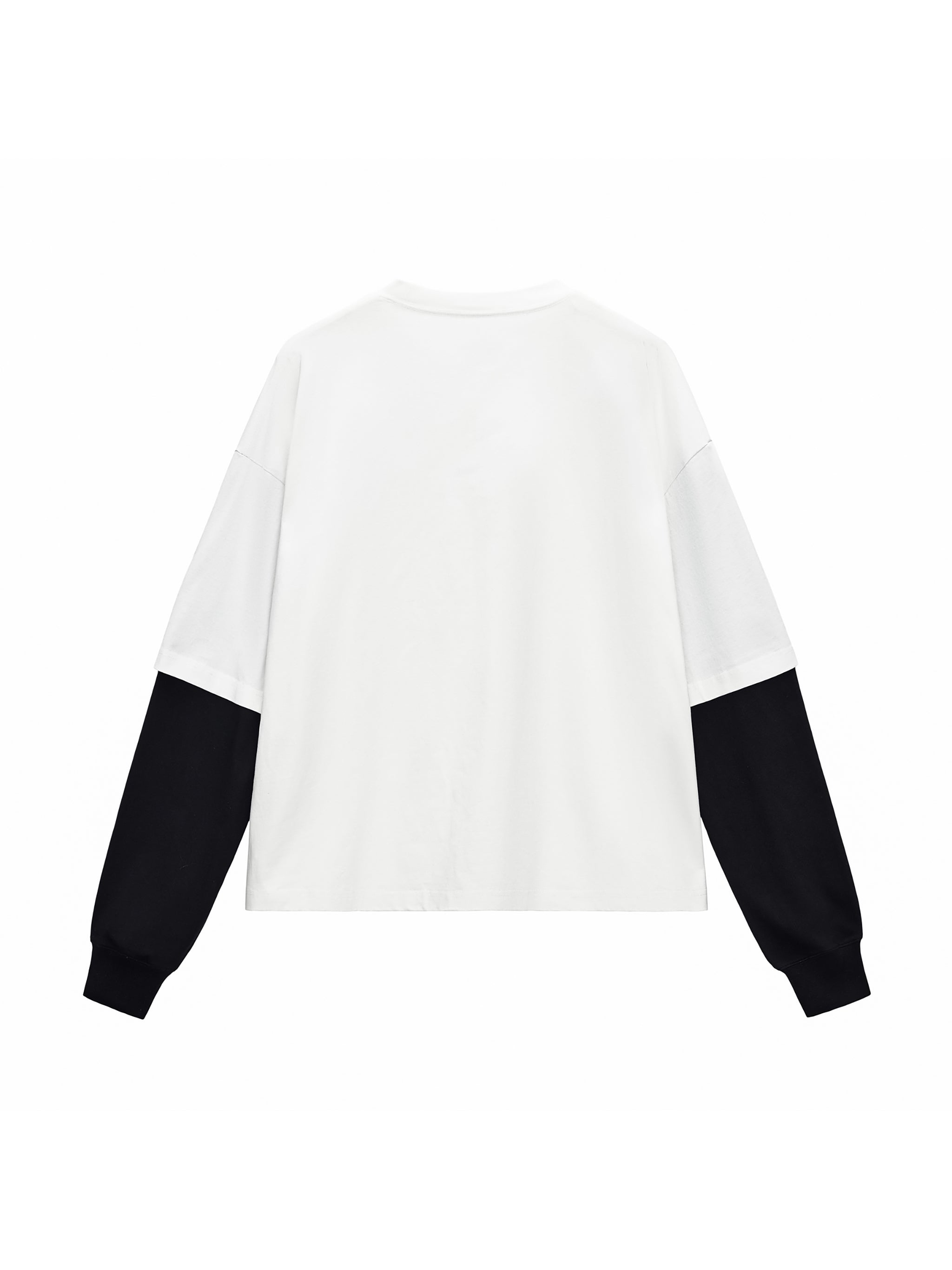 Layered Contrast Sleeve Cotton T-Shirt