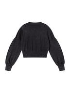 Mineral Wash Balloon Sleeve Cropped Sweater