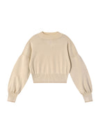 Mineral Wash Balloon Sleeve Cropped Sweater