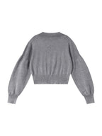 Mineral Wash Balloon Sleeve Cropped Sweater
