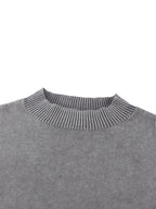 Mineral Wash Balloon Sleeve Cropped Sweater