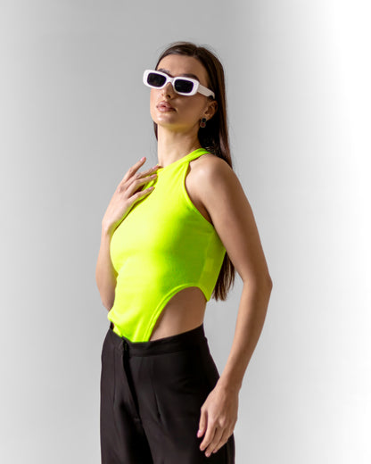 NEON GREEN RIBBED BODYSUIT - Count Valentine