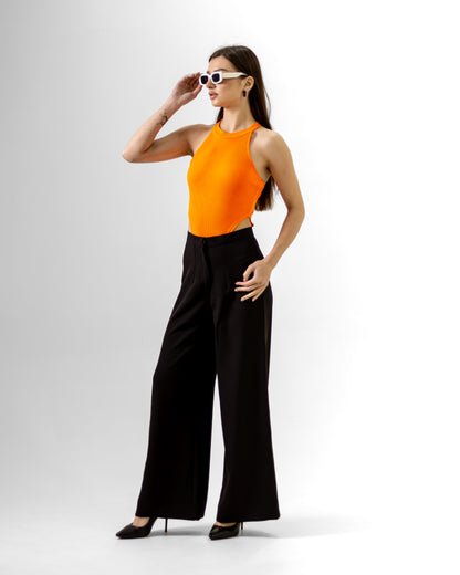 NEON ORANGE RIBBED BODYSUIT - Count Valentine