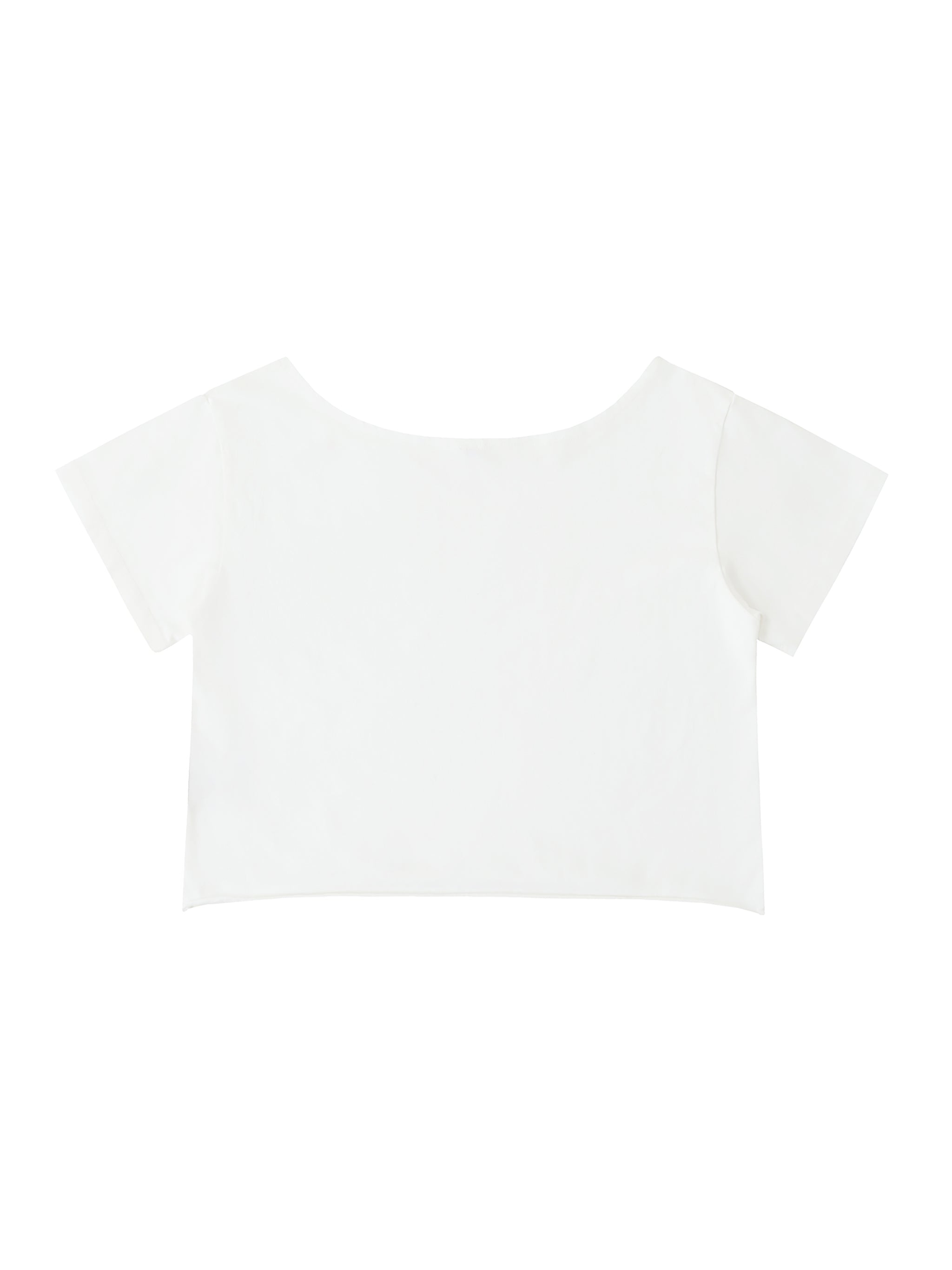 Off-Shoulder Rolled Hem Cotton T-Shirt