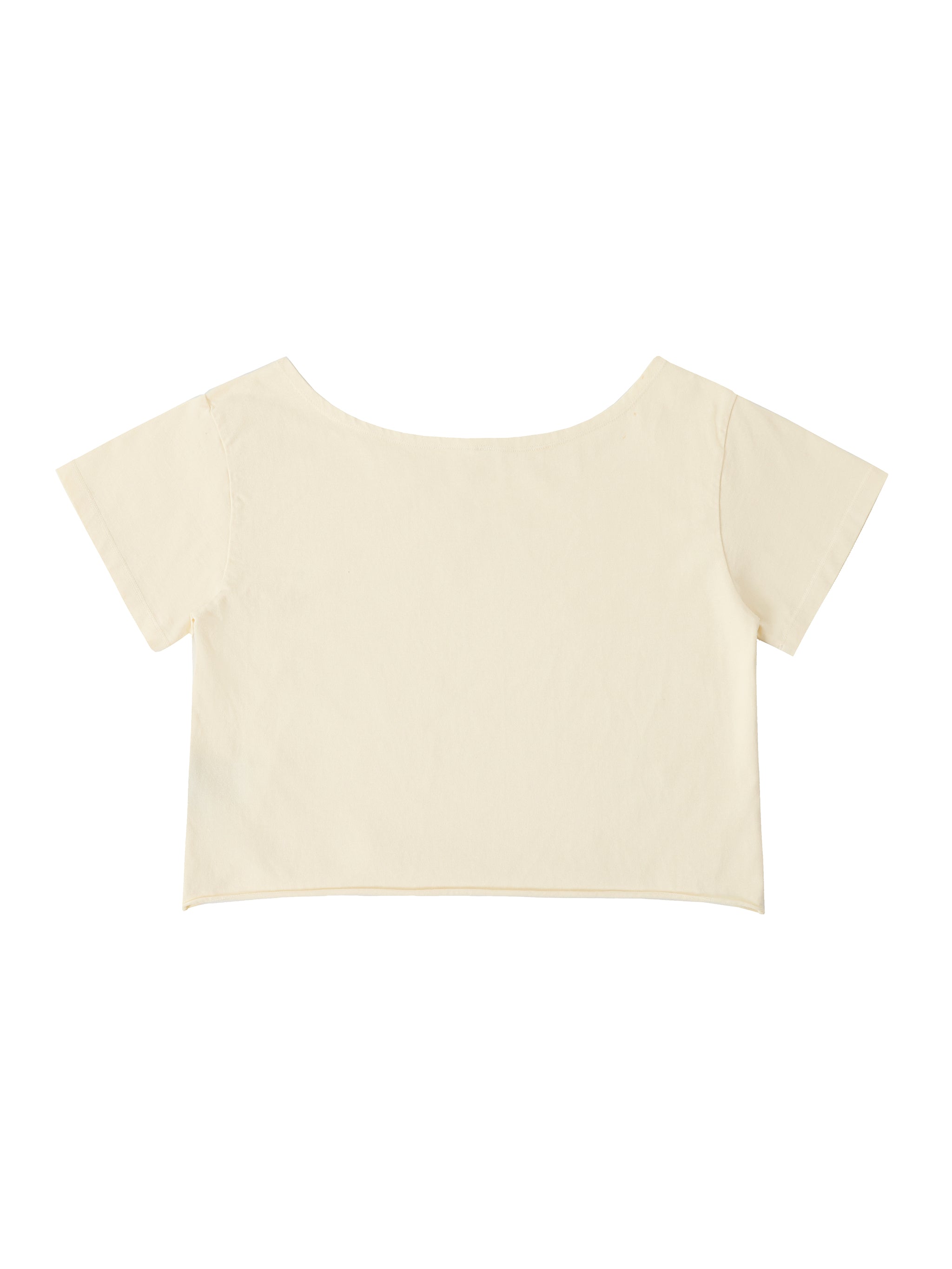 Off-Shoulder Rolled Hem Cotton T-Shirt