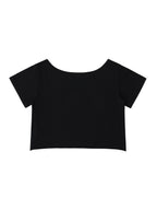Off-Shoulder Rolled Hem Cotton T-Shirt