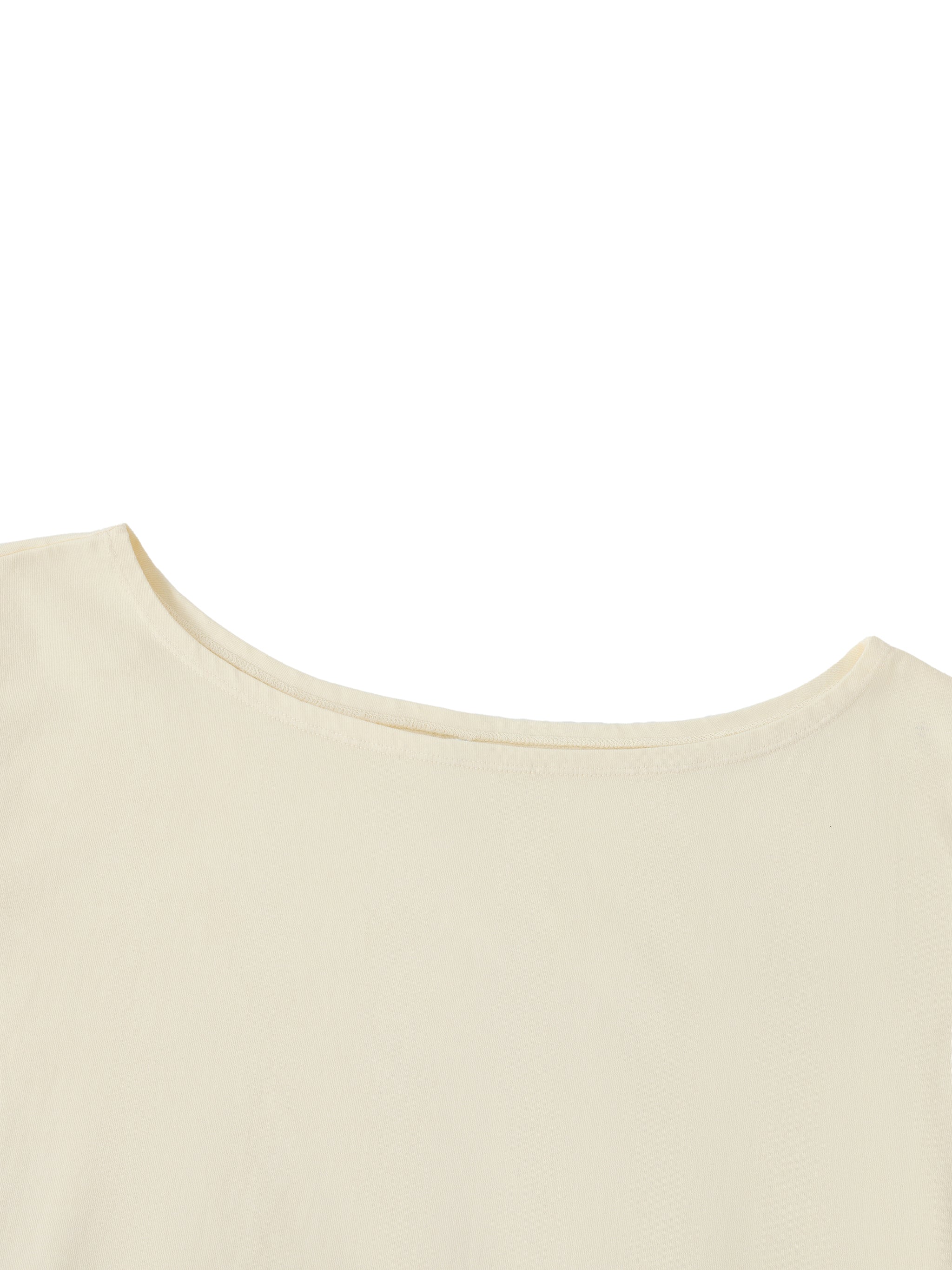 Off-Shoulder Rolled Hem Cotton T-Shirt