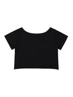 Off-Shoulder Rolled Hem Cotton T-Shirt