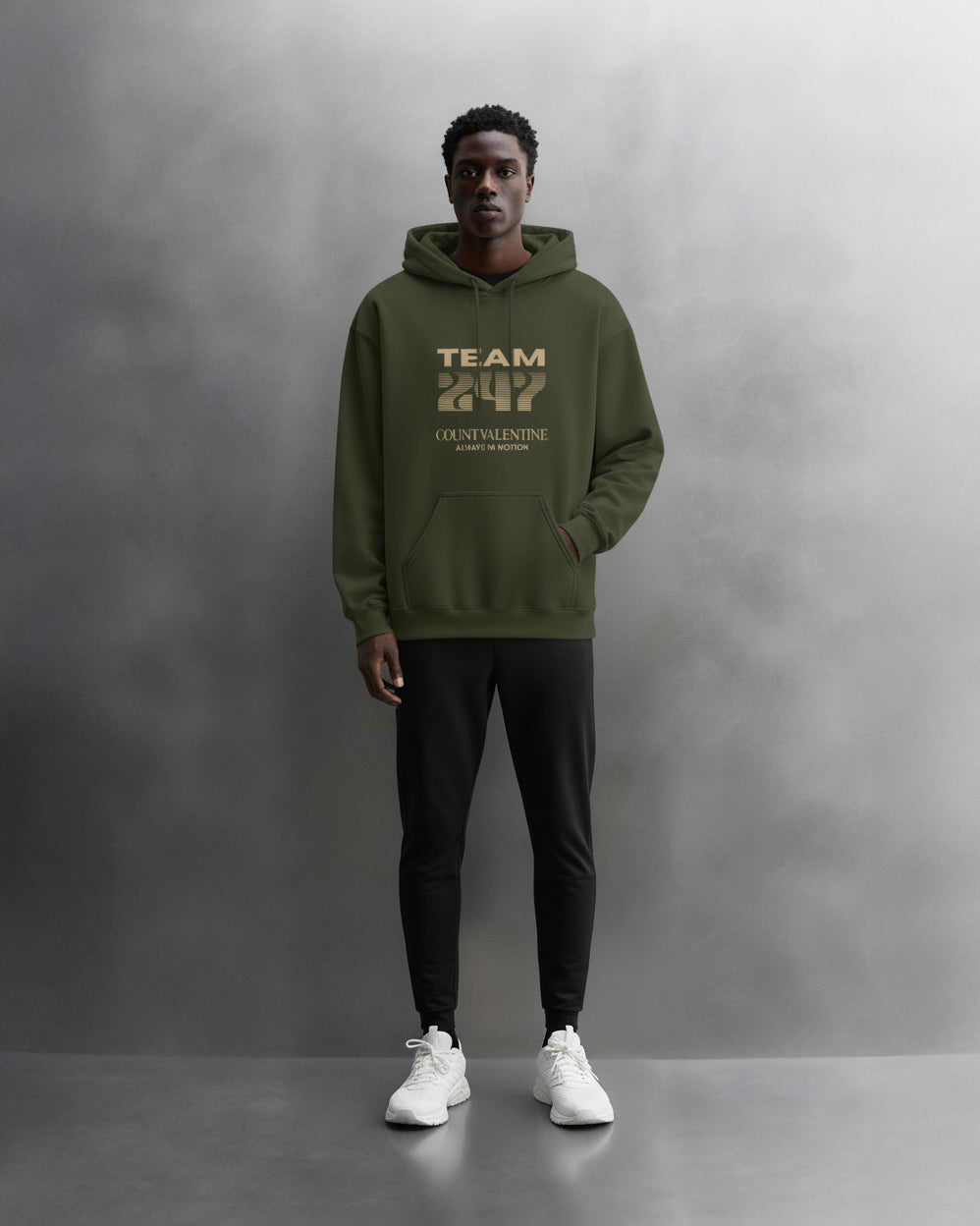 TEAM 247 OLIVE GREEN PERFORMANCE HOODIE