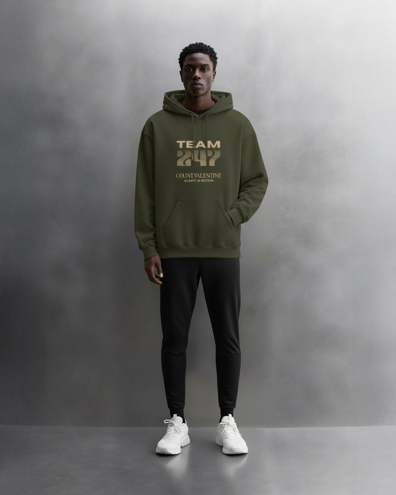 TEAM 247 OLIVE GREEN PERFORMANCE HOODIE