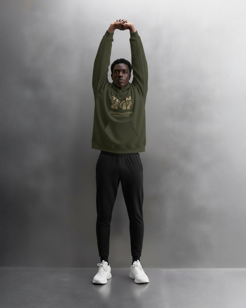 TEAM 247 OLIVE GREEN PERFORMANCE HOODIE