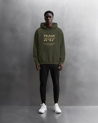 TEAM 247 OLIVE GREEN PERFORMANCE HOODIE