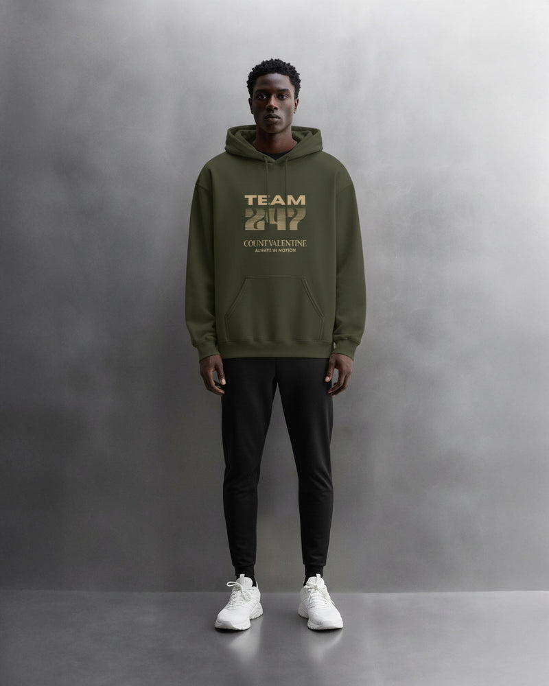 TEAM 247 OLIVE GREEN PERFORMANCE HOODIE