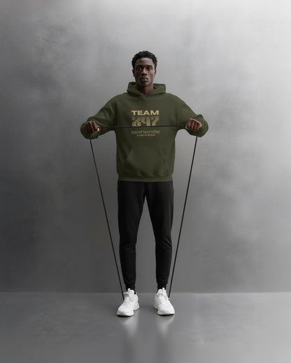 TEAM 247 OLIVE GREEN PERFORMANCE HOODIE