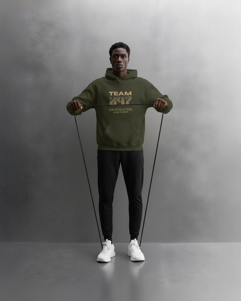 TEAM 247 OLIVE GREEN PERFORMANCE HOODIE