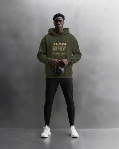 TEAM 247 OLIVE GREEN PERFORMANCE HOODIE