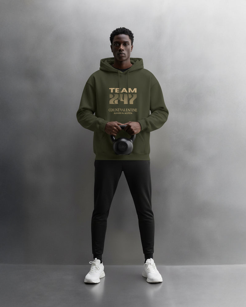 TEAM 247 OLIVE GREEN PERFORMANCE HOODIE