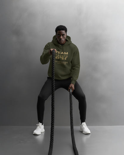 TEAM 247 OLIVE GREEN PERFORMANCE HOODIE