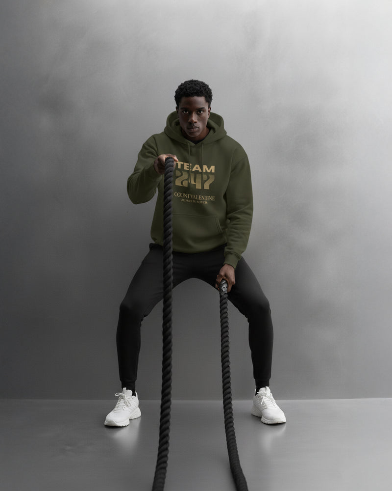 TEAM 247 OLIVE GREEN PERFORMANCE HOODIE