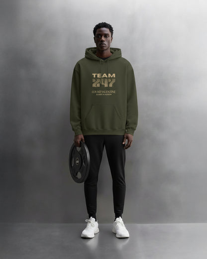 TEAM 247 OLIVE GREEN PERFORMANCE HOODIE