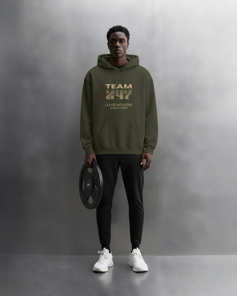 TEAM 247 OLIVE GREEN PERFORMANCE HOODIE