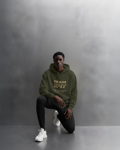 TEAM 247 OLIVE GREEN PERFORMANCE HOODIE