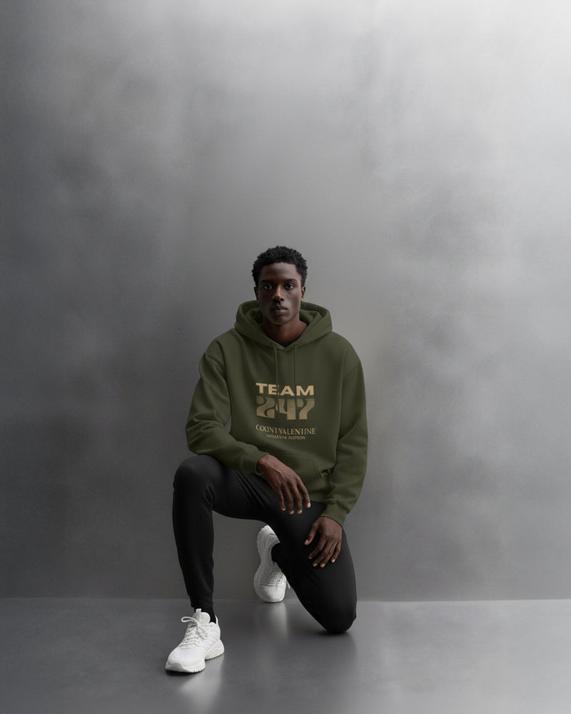 TEAM 247 OLIVE GREEN PERFORMANCE HOODIE