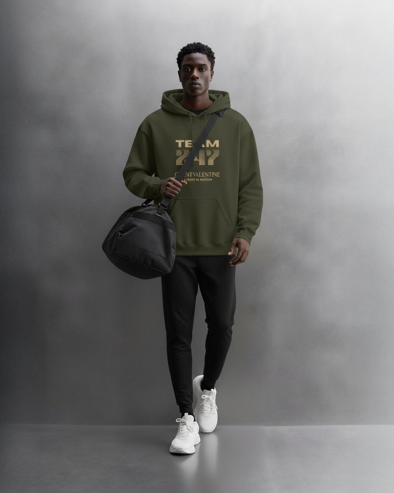 TEAM 247 OLIVE GREEN PERFORMANCE HOODIE