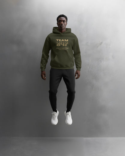 TEAM 247 OLIVE GREEN PERFORMANCE HOODIE
