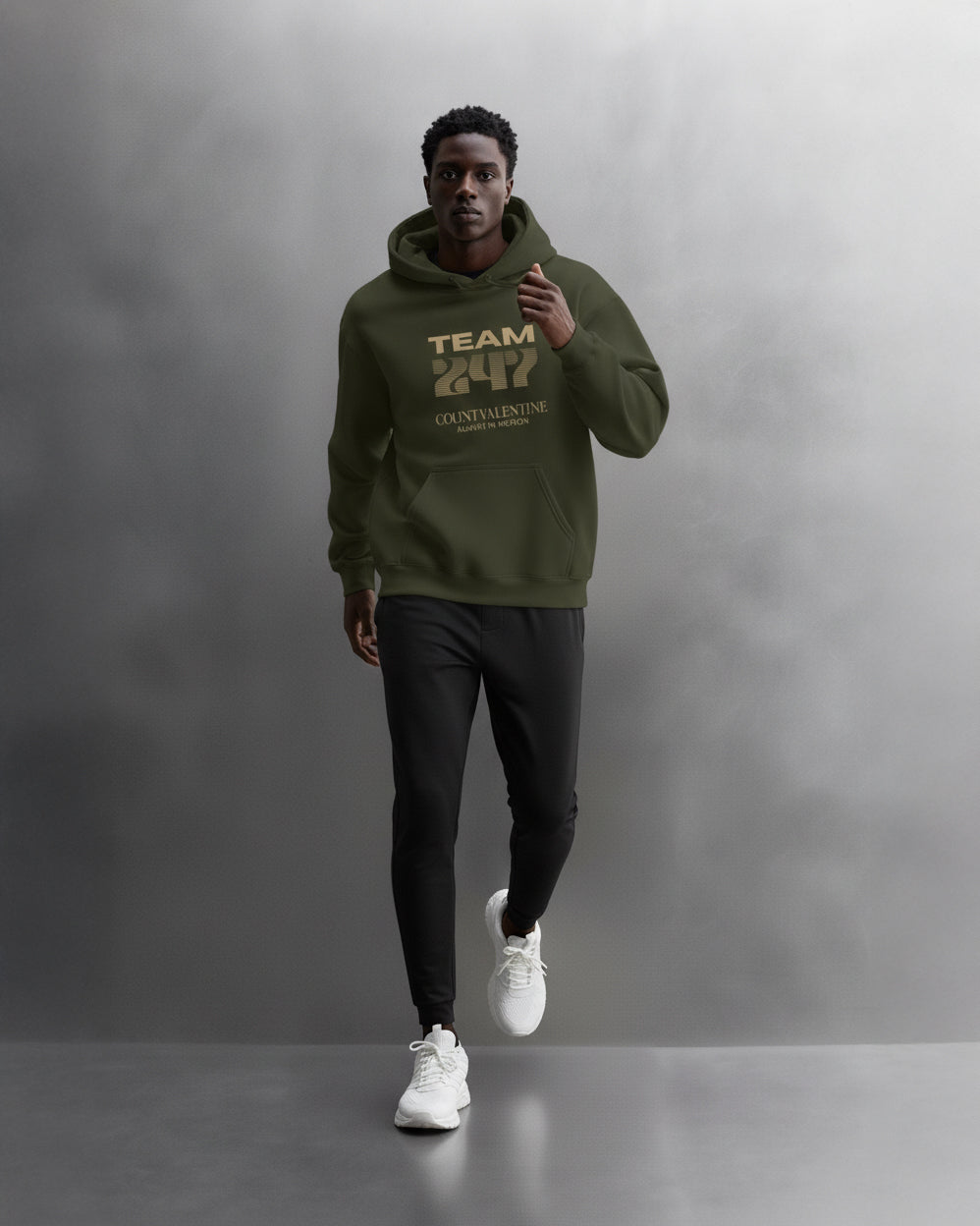 TEAM 247 OLIVE GREEN PERFORMANCE HOODIE