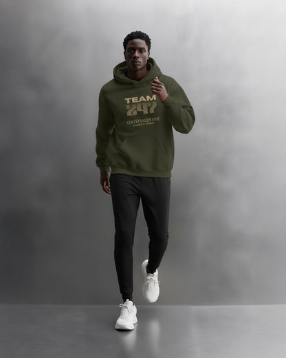 TEAM 247 OLIVE GREEN PERFORMANCE HOODIE