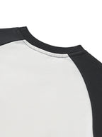 Raw-Hem Color-Block Raglan Crop Sweatshirt