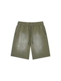 Rectangle Patch Monkey Washed Shorts