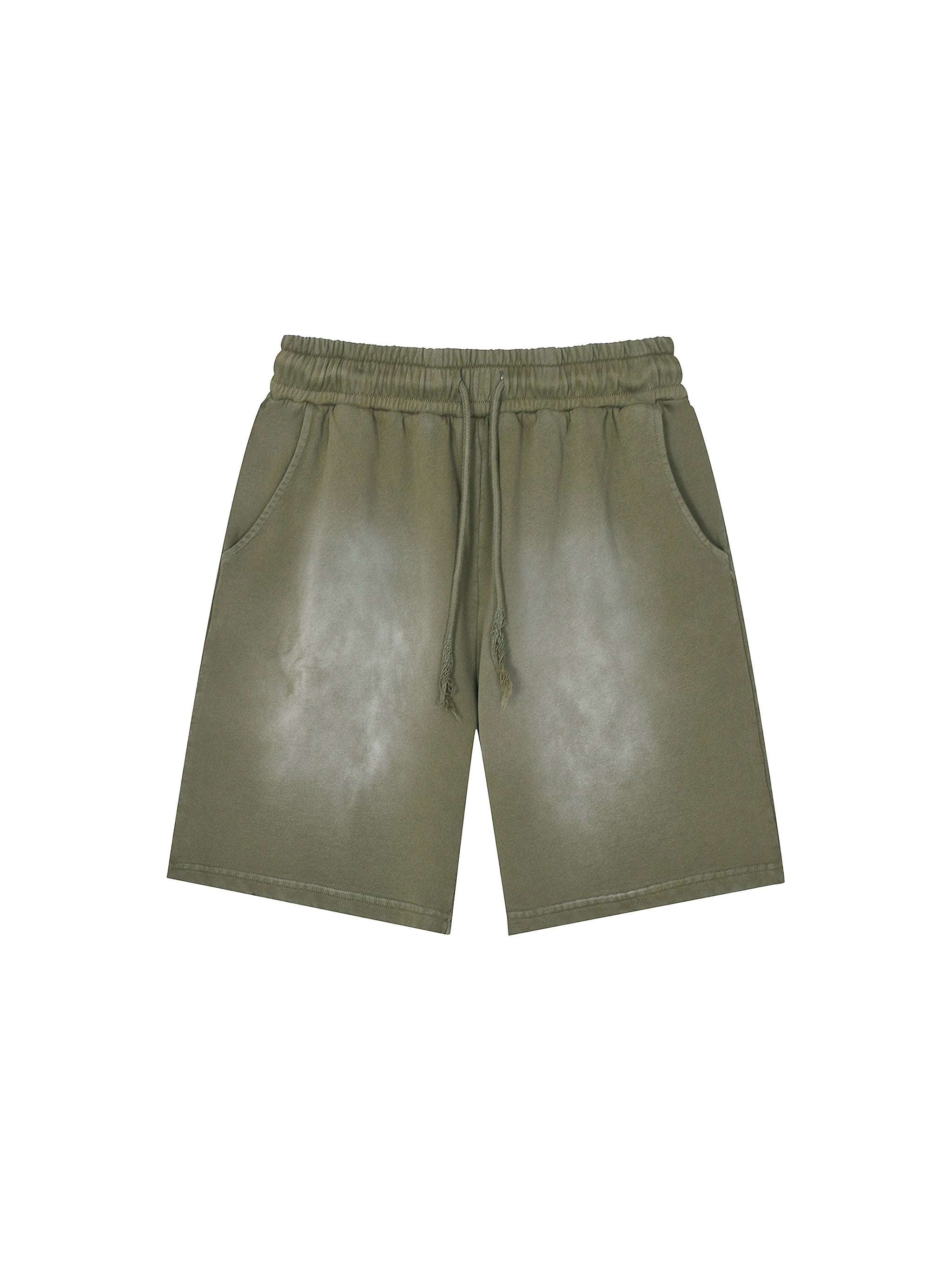 Rectangle Patch Monkey Washed Shorts